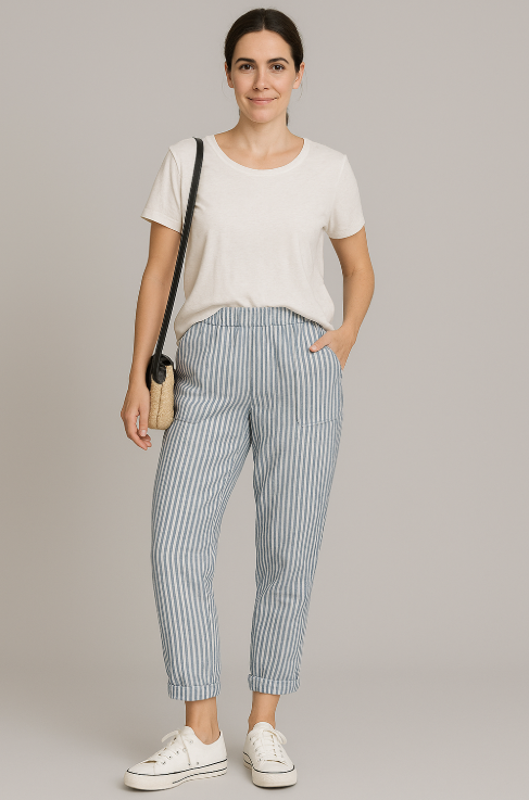 Maison Renae™ | Le pantalon en lin rayé.