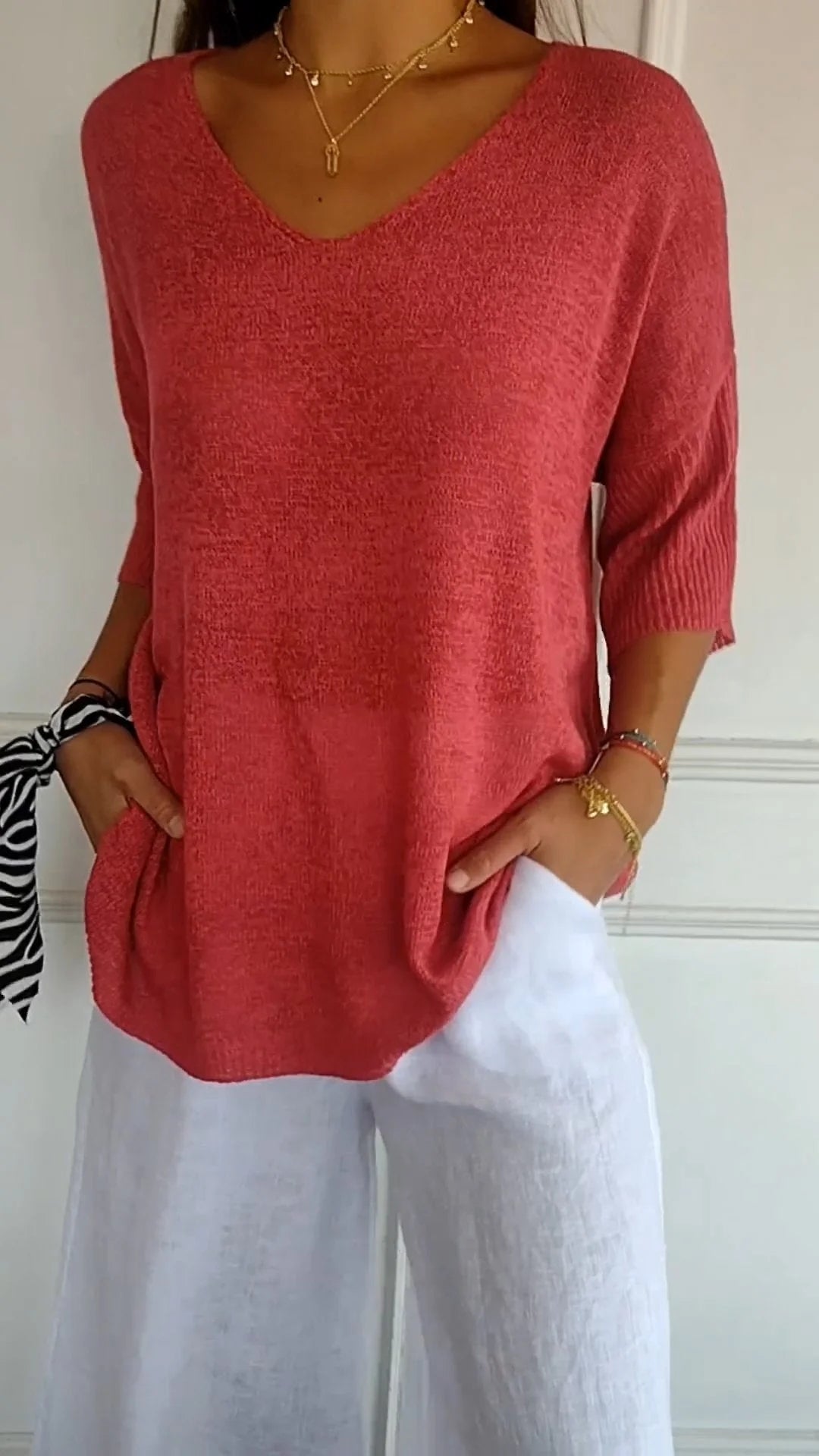 Maison Renae™ | Top en maille à col en V