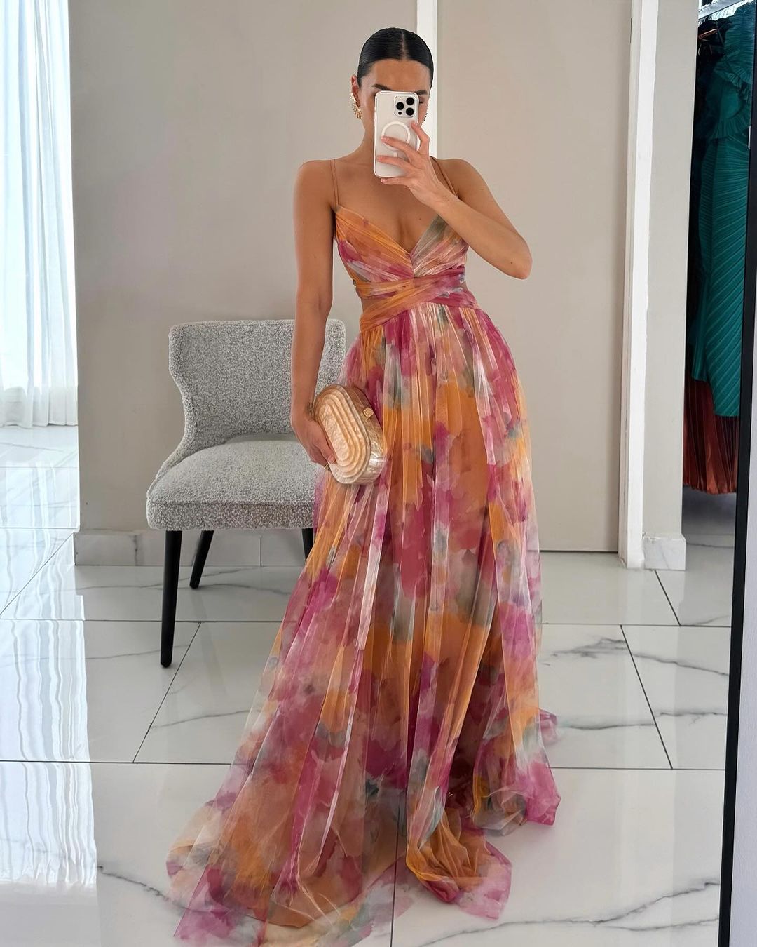 Lorin™ | Elegant lang kjole med blomsterprint