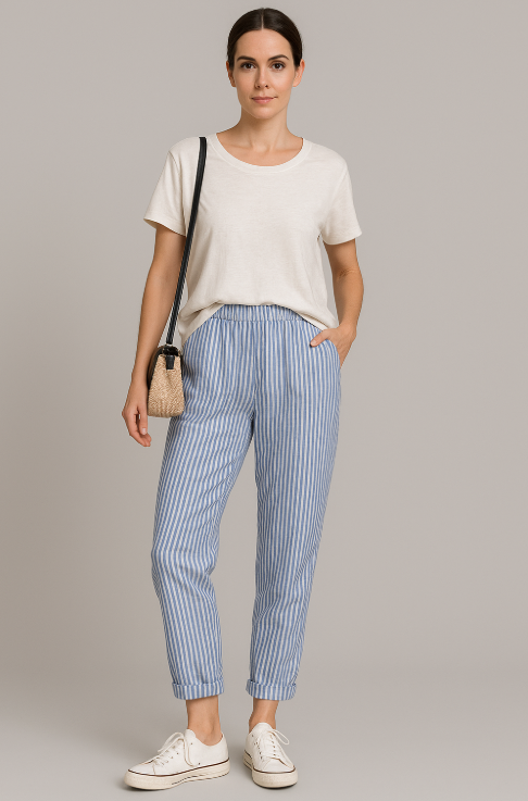 Maison Renae™ | Le pantalon en lin rayé.