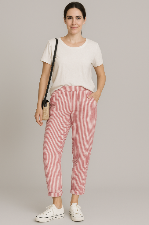 Maison Renae™ | Le pantalon en lin rayé.