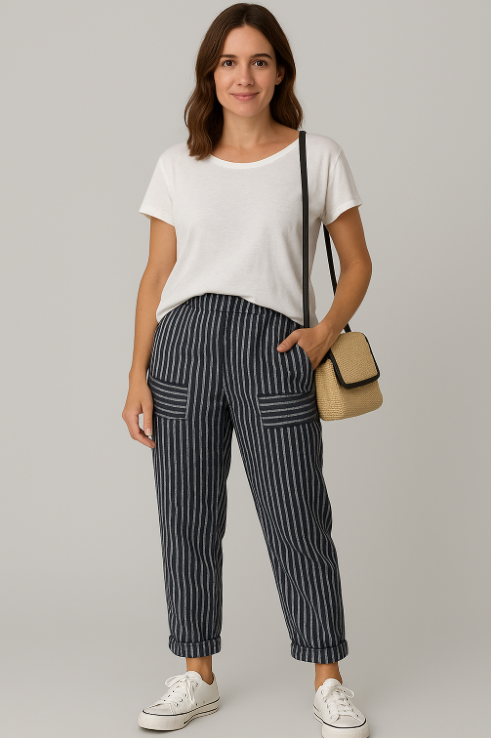 Maison Renae™ | Le pantalon en lin rayé.
