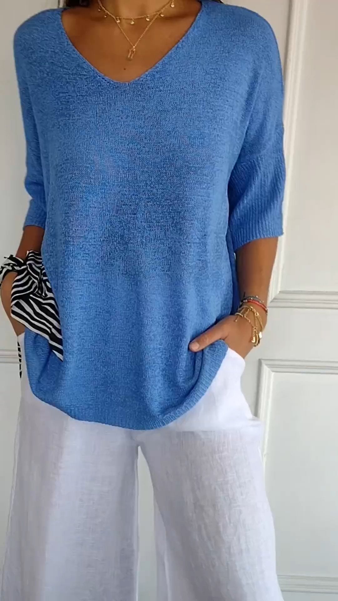 Maison Renae™ | Top en maille à col en V