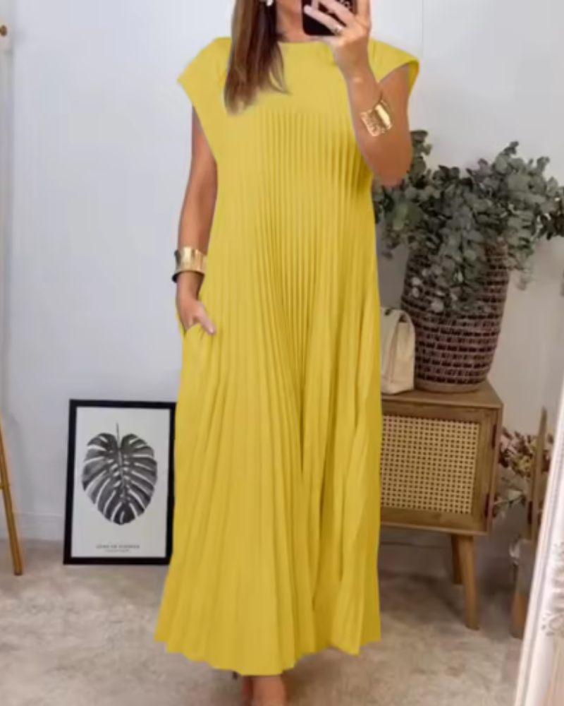 Linette™ | Lang, elegant plissert kjole
